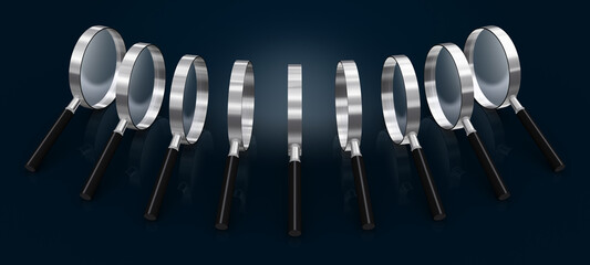 複数虫眼鏡の横並び