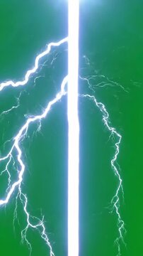 Green Screen rapid angry flash of electric lightning bolts on animation scene 2 with distortion, overlay, glitch, static noise, scan lines black background, 4k animated video loop