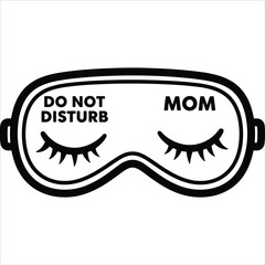 Black and white graphic of a sleep mask with text vector