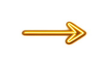 Obraz premium Glowing neon arrow pointing right, indicating direction, sign, next, or advance on transparent background