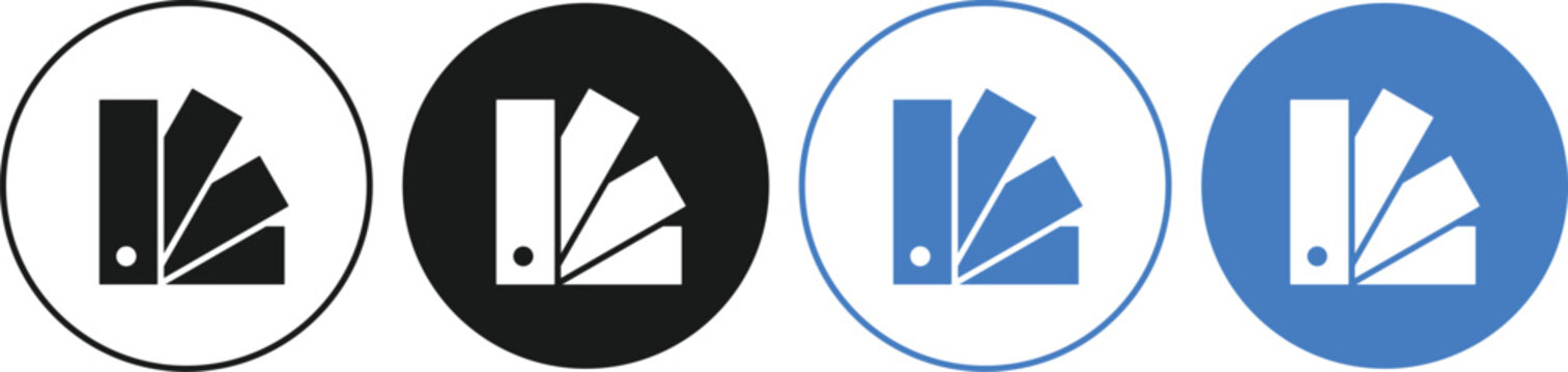 Swatchbook icon set. Color palette and guide symbols. Printing industry symbols. Digital art and layout signs
