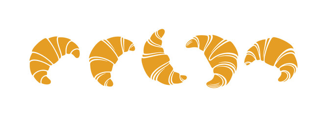 Fototapeta premium Icon of a croissant in glyph form. Crescent roll motif. Vibrant symbol. Negative space usage. Vector art.
