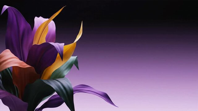 Abstract floral composition with vibrant colors and gradient background