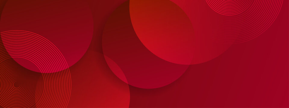 Intense deep red and maroon background featuring layered circular shapes and luminous concentric ring patterns
