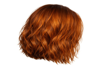Naklejka premium Red auburn wavy bob haircut for women, copper orange ginger hairstyle, texture on transparent background