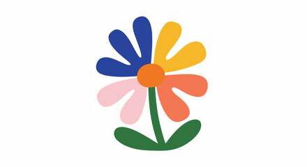 Colorful Groovy Flower Isolated on White