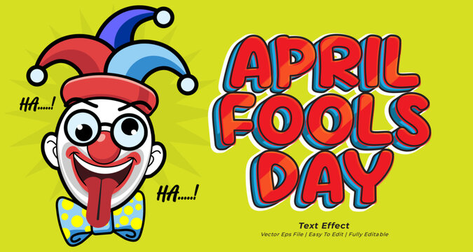 Cartoon style april fools day editable text effect
