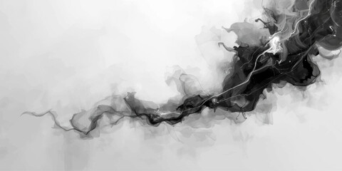 An abstract landscape of black and white smoke swirling like a storm over rocks amidst a texture of mist and ice © Asad Shehbaz 2.0