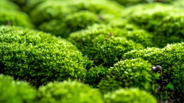 Lush Green Moss Carpet - A Close-Up View of Natures Beauty.