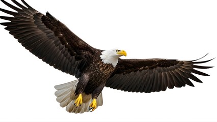 Fototapeta premium A majestic bald eagle in flight on transparent background