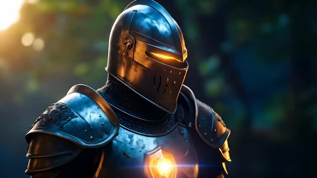 Enigmatic Knight - A Guardian of Light in the Forest.