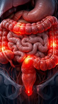 Digestive system intestine colon inflammation stress physical symptoms pain disease anatomy of digestive tract intestine colon stomach organ medical stress response bowel abdomen gut pathology