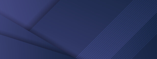 Obraz premium Professional dark blue geometric layers with elegant metallic lines for corporate presentation identity