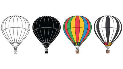 Obraz premium Hot air balloons in different colors and patterns colorful striped