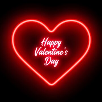 Illuminated heart shaped neon sign celebrating valentine's day