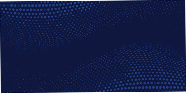 Abstract dark blue background with flowing halftone dot pattern