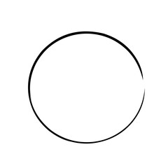 Black Hand Drawn Thin Circle Frame, Minimal Abstract Round Border, Simple Sketch Marker Ring for Logo or Text Highlighting Design