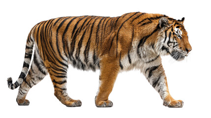 Obraz premium Bengal tiger prowling background isolated on a Transparent background, PNG file.