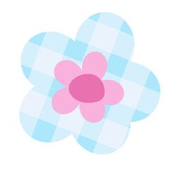 Fototapeta premium Blue stripe flower illustration for floral print, spring, summer, nature, garden, plants, tree, blossom, blooming, fabric print, sticker, picnic, park, house yard, environment, patch, brooch, icon