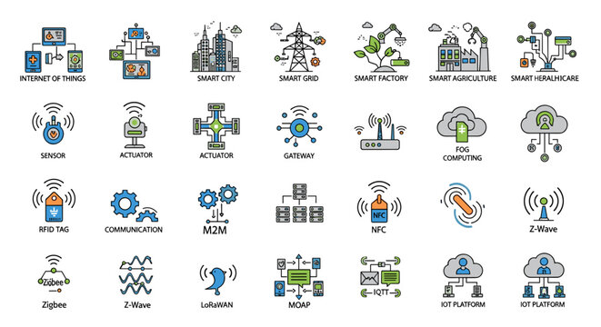 Collection of various technology and business icons in a vector format for design use