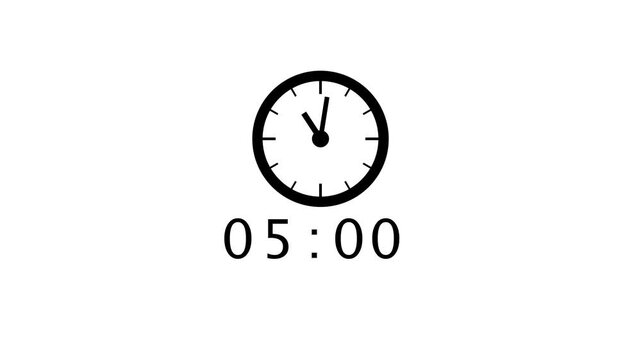 Counting 11 minutes clock animation. Timer clock animation. Spinning clock timer animation.