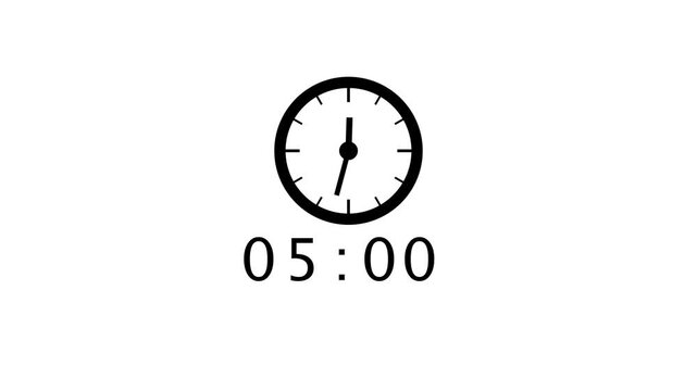 Counting 10 minutes clock animation. Timer clock animation. Spinning clock timer animation.