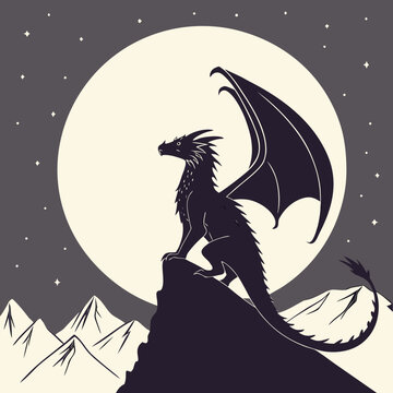 Mystical fire dragon: creature made of flame and smoke