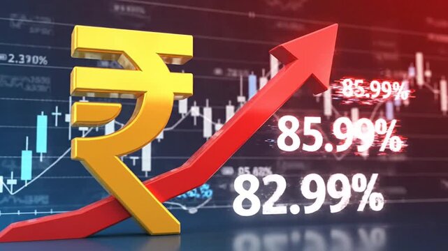 Indian Rupee with Upward Arrow, economic growth concept