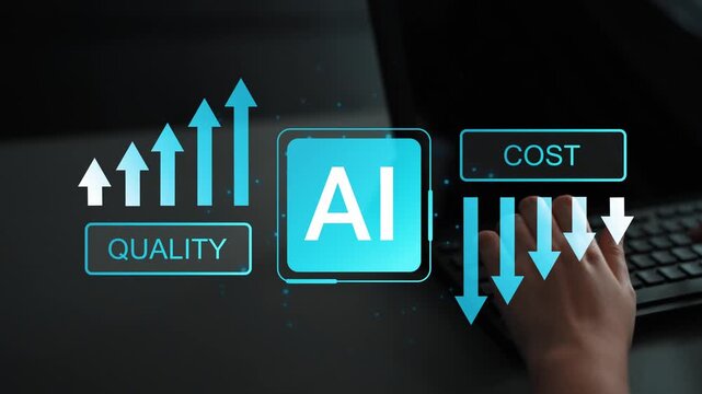 Visual Representation of Artificial Intelligence Impact on Quality and Cost with Upward and Downward Arrows Illustrating Trends in Technology Gluon.