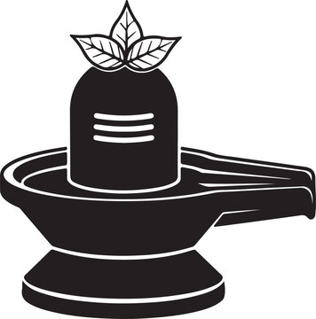 Lord Shiva Lingam Silhouette with Bel Patra Leaves

Mahadev Shivling Icon for Maha Shivratri Festival

Sacred Hindu Shiva Linga Symbol with Bilva Leaves
