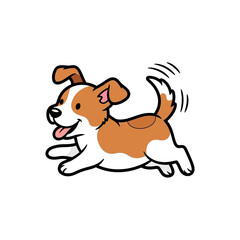 Fototapeta premium Happy Cartoon Dog Running with Energy.