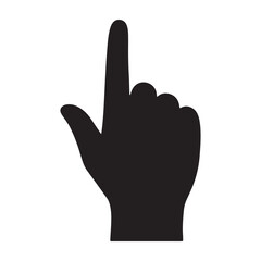 Obraz premium A black silhouette of a hand pointing upwards in a gesture vector shilhoutte icon use as a symbol, web graphic design, and infographic icon