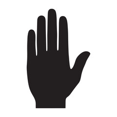 Obraz premium A hand in silhouette is raised in a gesture of warning or refusal silhouette vector shilhoutte icon use as a symbol, web graphic design, and infographic icon
