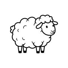 Obraz premium Simple Cartoon Sheep Illustration Standing Alone.