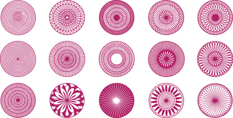 Abstract geometric circular patterns with intricate designs and details