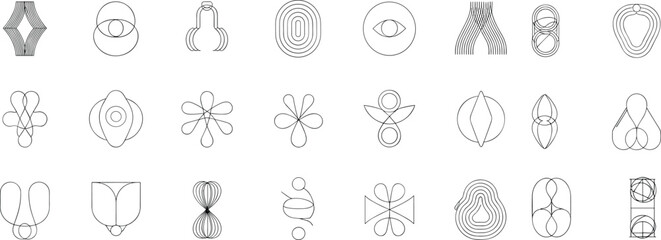 Abstract geometric line art patterns and symbols collection