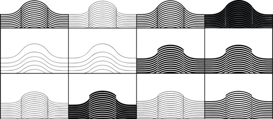 Abstract wave pattern with geometric distortion in monochrome design