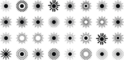 Collection of radiant sunburst and explosion vector icons