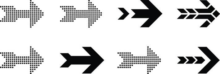 Collection of various arrow designs and styles isolated on transparent background