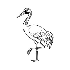 Fototapeta premium Black and White Crane Bird Illustration.