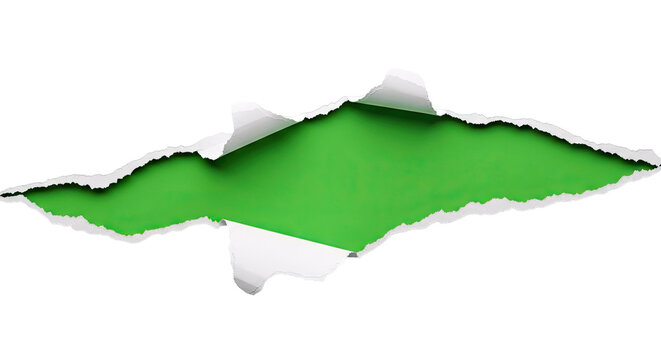 Torn paper revealing a green background