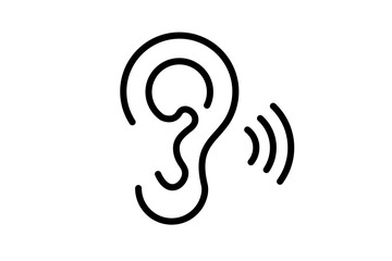 vector ear hearing icon isolated on transparent background