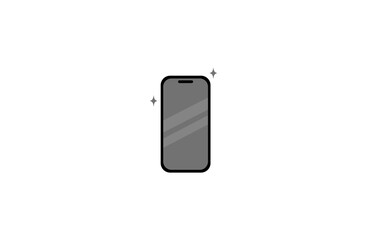Naklejka premium 画面がきれいに直ったスマホのモノクロイラスト フラットデザイン