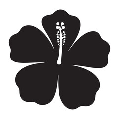 A large black silhouette of a hibiscus flower on a white background vector shilhoutte icon use as a symbol, web graphic design, and infographic icon © Udayakumar