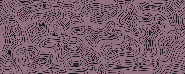 Line Topo Mountain Map Background. Contour Topographic Terrain Map Graphic. Topography Relief Texture. Vector Outline Illustration