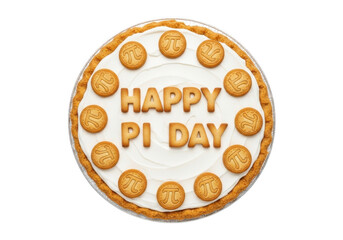 Happy pi day pie with cookies isolated on transparent background