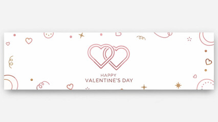 Happy Valentines Day Text With Two Heart Shapes Overlapping Both In Black and Red