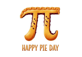 Pi symbol made of pie isolated on transparent background