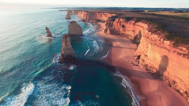 Top-down aerial view of the Twelve Apostles showcasing iconic Australian coastal landscape