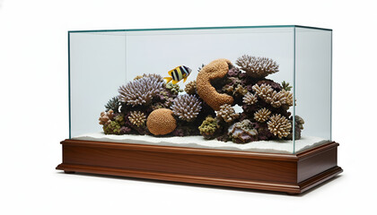 Obraz premium Beautiful Indoor Rectangular Reef Aquarium with Coral and Fish Decoration